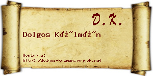 Dolgos Kálmán névjegykártya